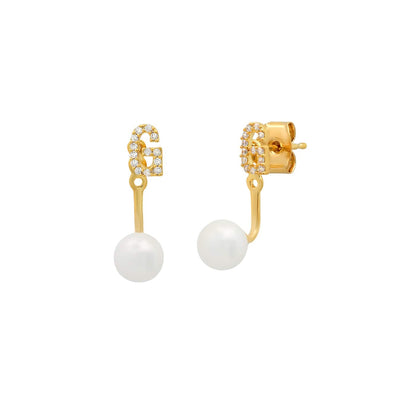 Pearl And CZ Monogram Ear Jacket