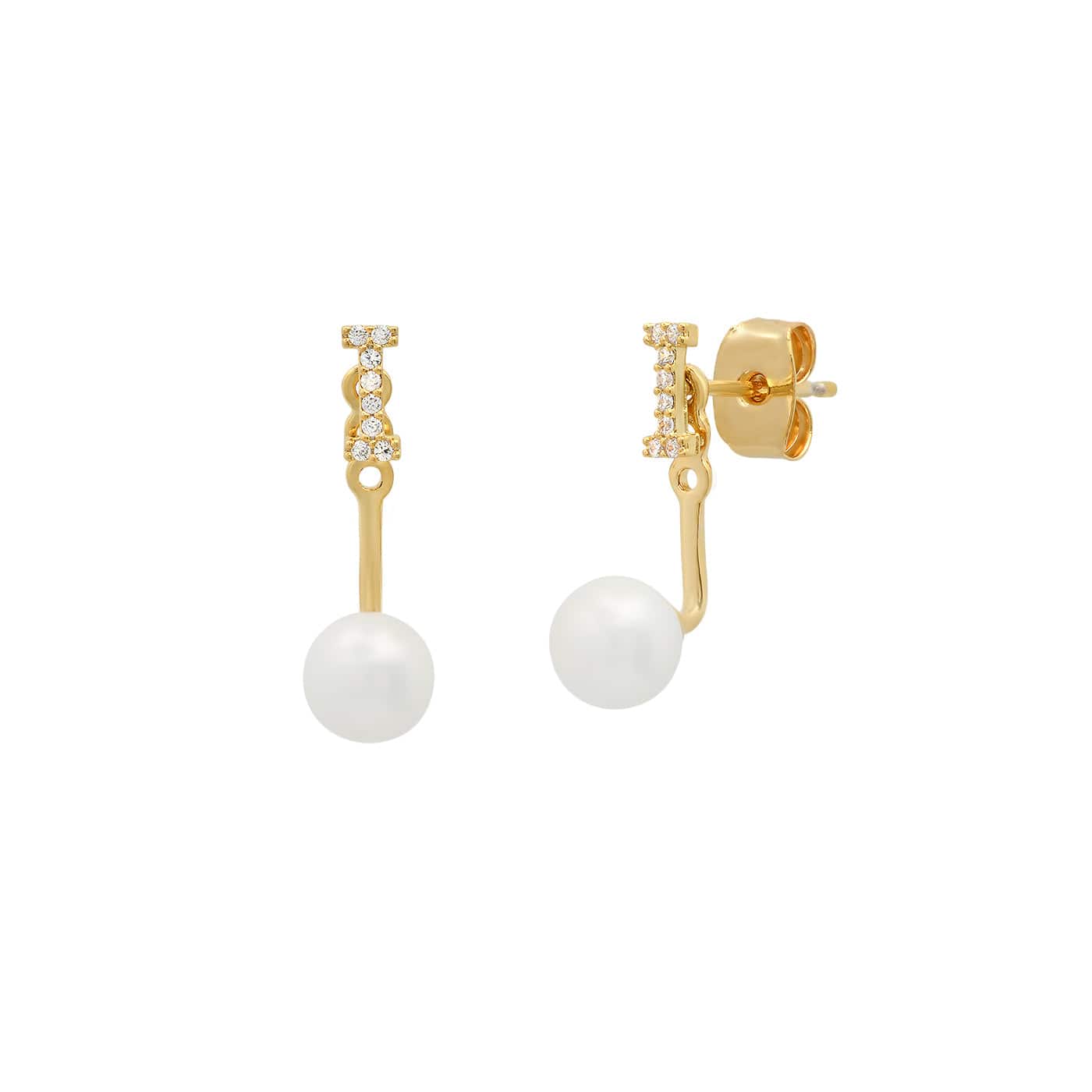 Pearl And CZ Monogram Ear Jacket