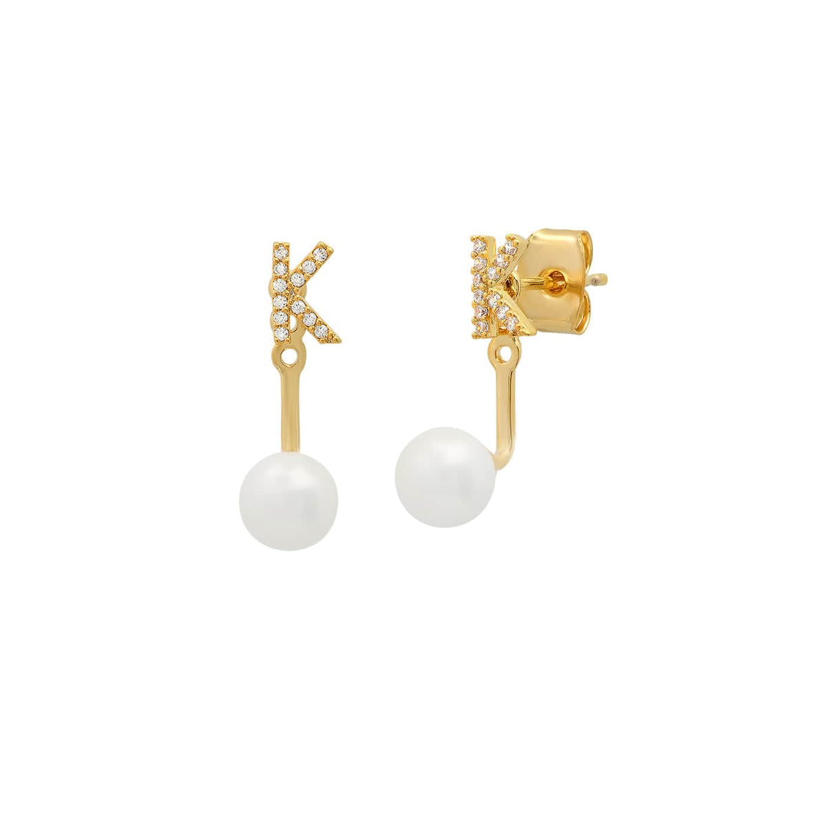 Pearl And CZ Monogram Ear Jacket