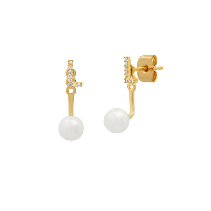 Pearl And CZ Monogram Ear Jacket