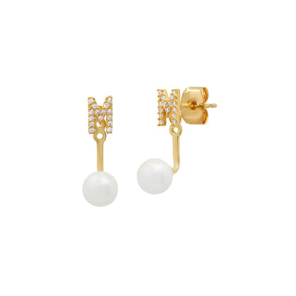 Pearl And CZ Monogram Ear Jacket