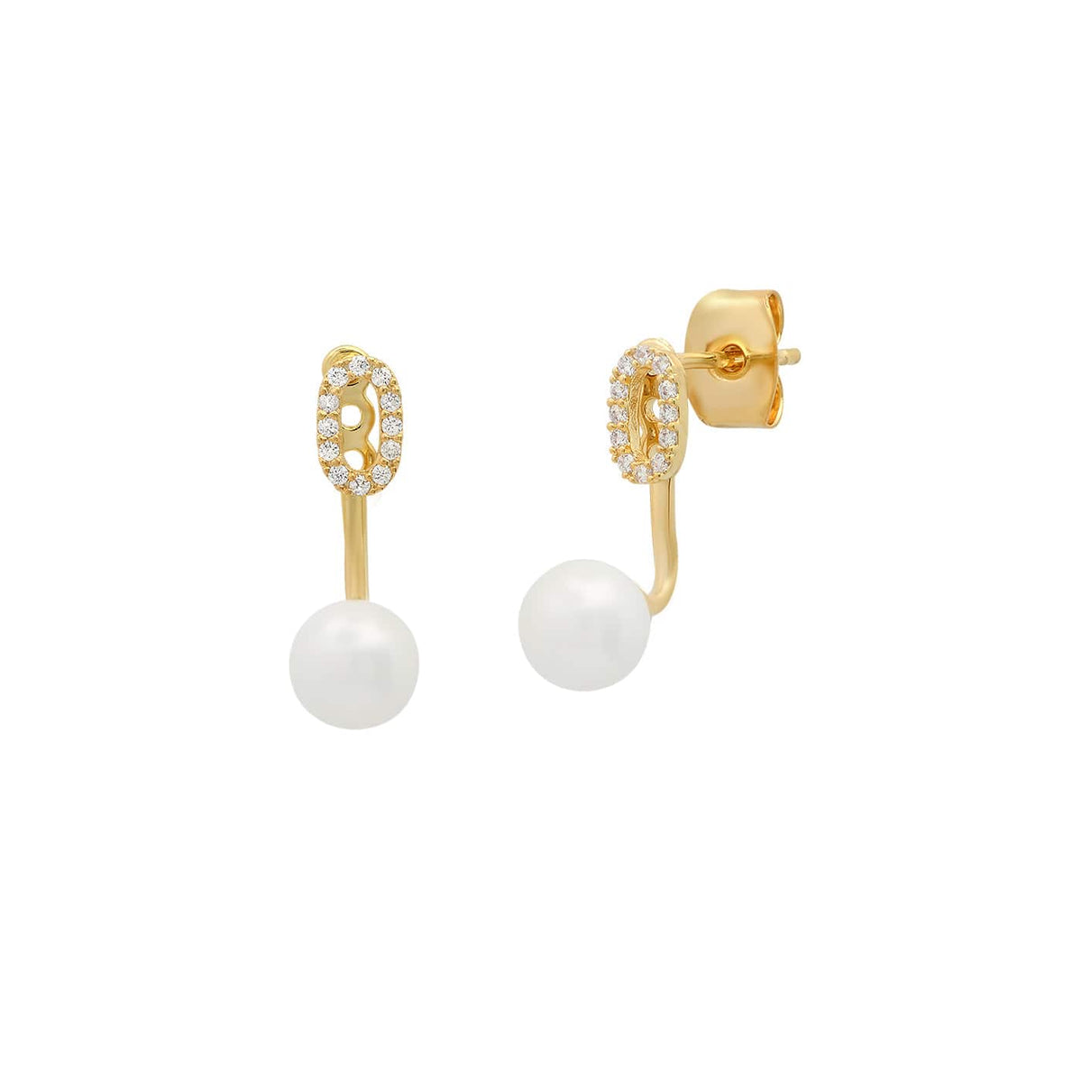 Pearl And CZ Monogram Ear Jacket