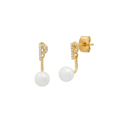Pearl And CZ Monogram Ear Jacket