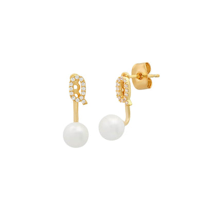 Pearl And CZ Monogram Ear Jacket