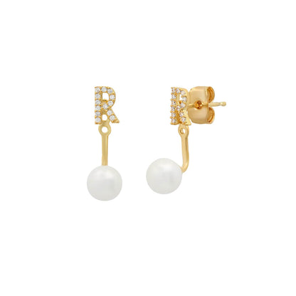 Pearl And CZ Monogram Ear Jacket
