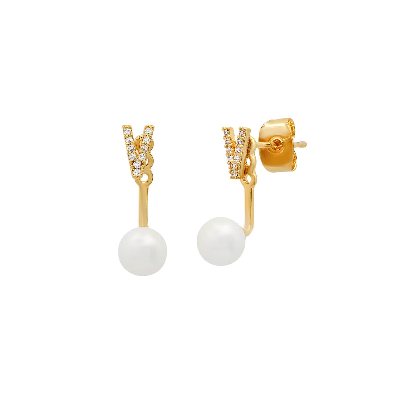 Pearl And CZ Monogram Ear Jacket
