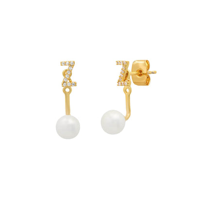 Pearl And CZ Monogram Ear Jacket
