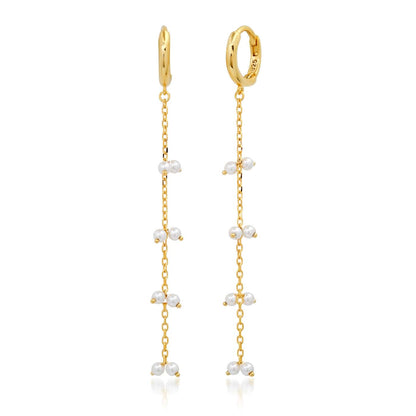 Pearl Waterfall Huggie Earrings