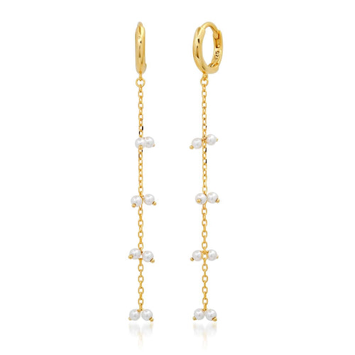 Pearl Waterfall Huggie Earrings