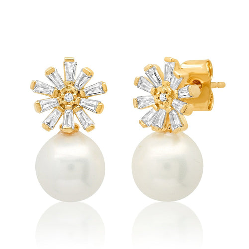 Radiant Baguette With Pearl Drop Earring