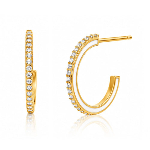 Small Pavé Enamel Hoops