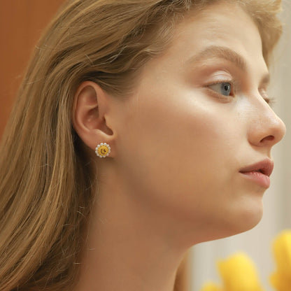 Smiley Face Studs with Bead Accents