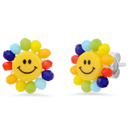 Smiley Face Studs with Bead Accents