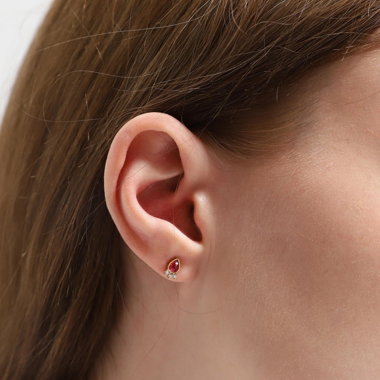 Teardrop Studs With CZ Accents