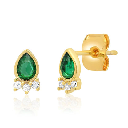 Teardrop Studs With CZ Accents