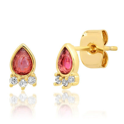 Teardrop Studs With CZ Accents