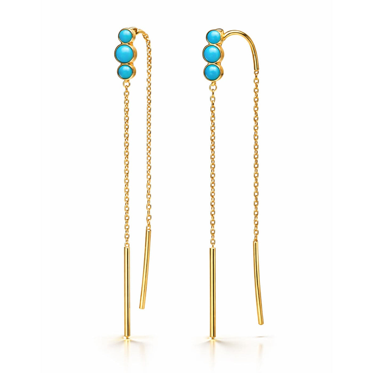 Triple Stone Threader Earring