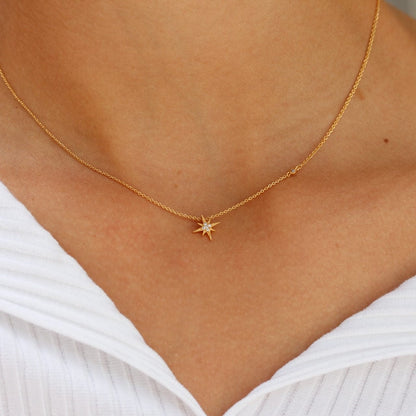 CZ Starburst Pendant Necklace
