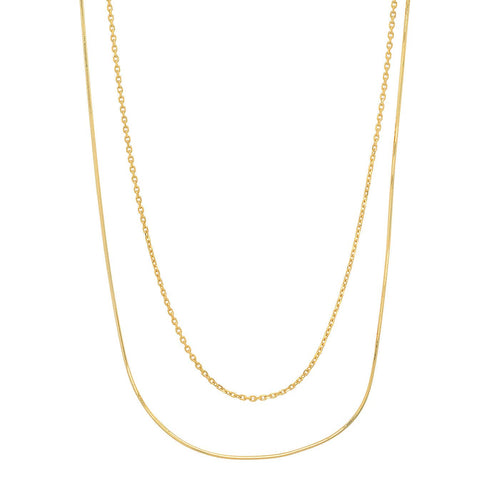 Double Link And Snake Chain Necklace