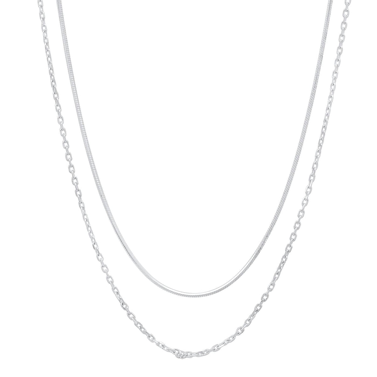 Double Link And Snake Chain Necklace