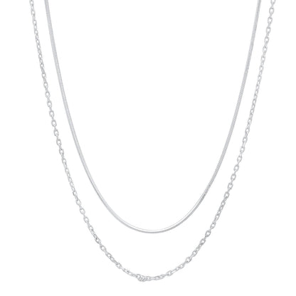 Double Link And Snake Chain Necklace