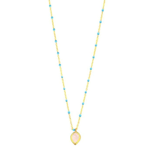 Enamel Necklace with Stone Charm