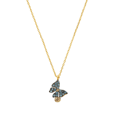 Glittering Butterfly Pendant Necklace