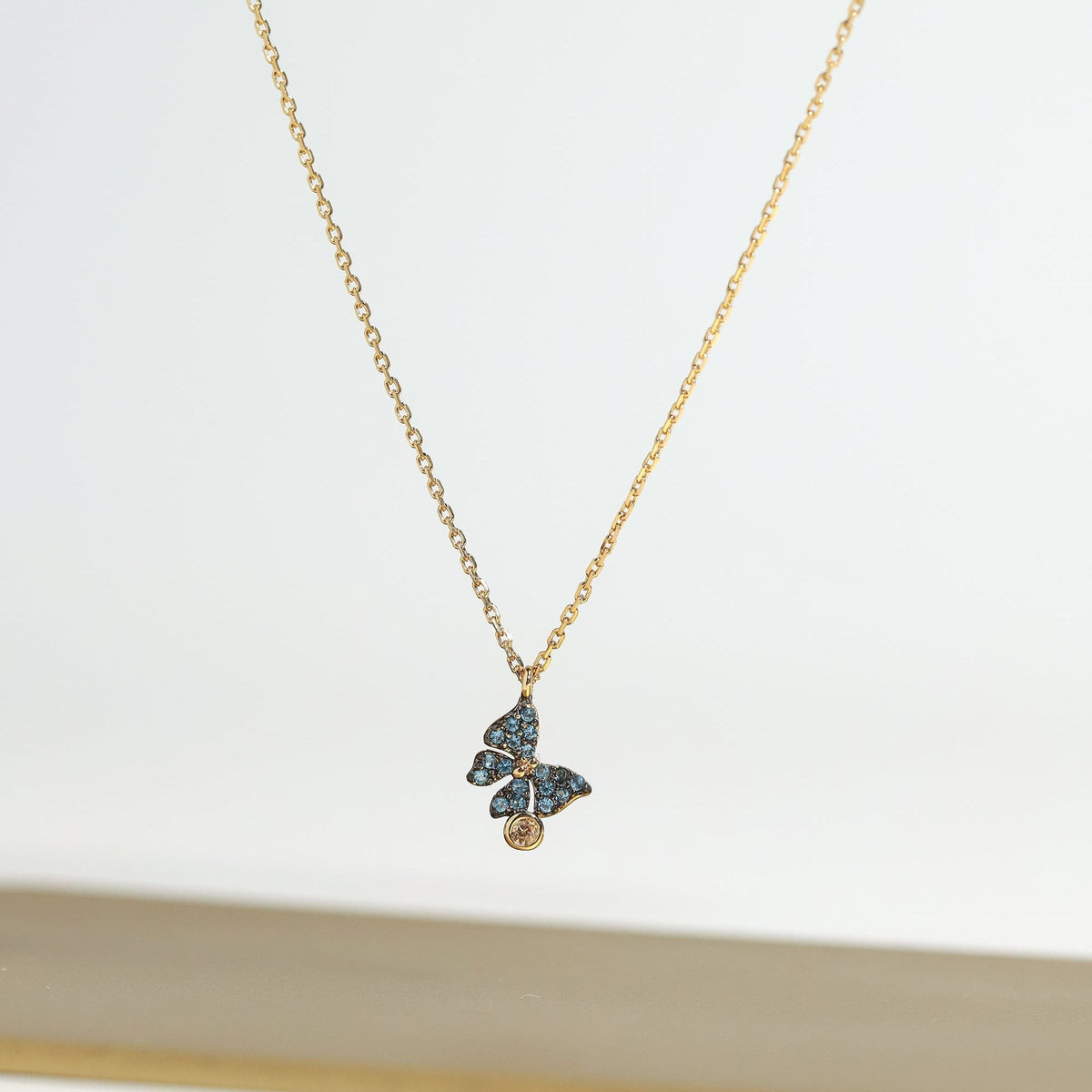 Glittering Butterfly Pendant Necklace