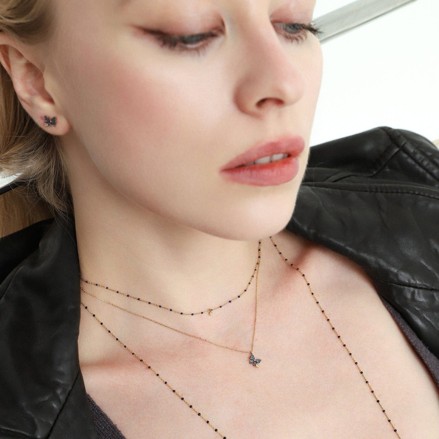 Glittering Butterfly Pendant Necklace