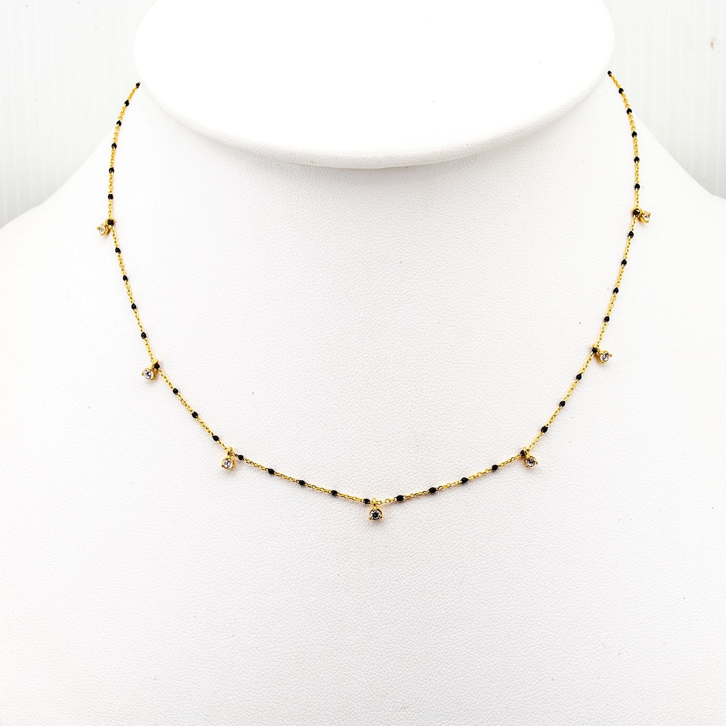 Gold Vermeil Black Enamel Necklace