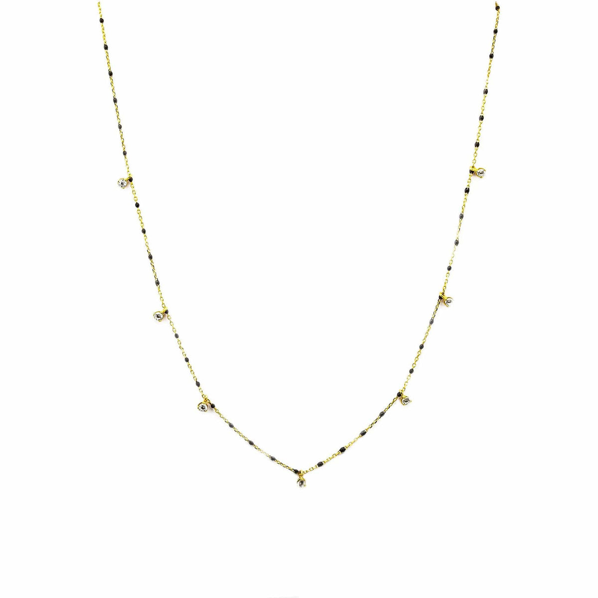Gold Vermeil Black Enamel Necklace