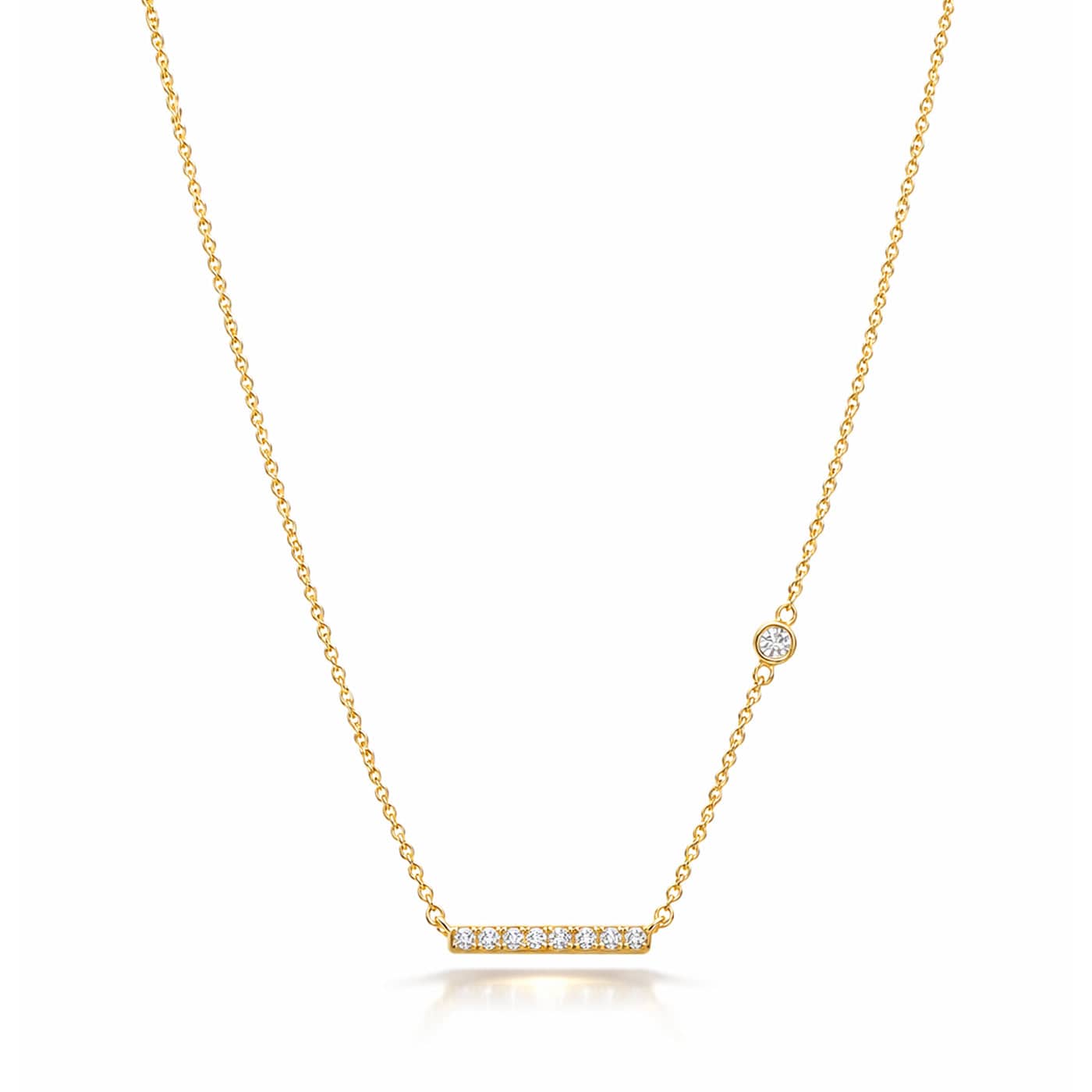 Horizontal Bar Necklace with Stone Accents