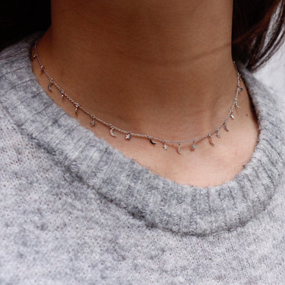 Celestial Moon & Star Charm Necklace