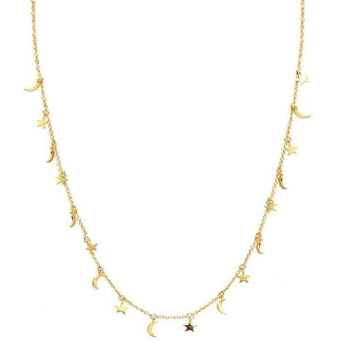 Celestial Moon & Star Charm Necklace