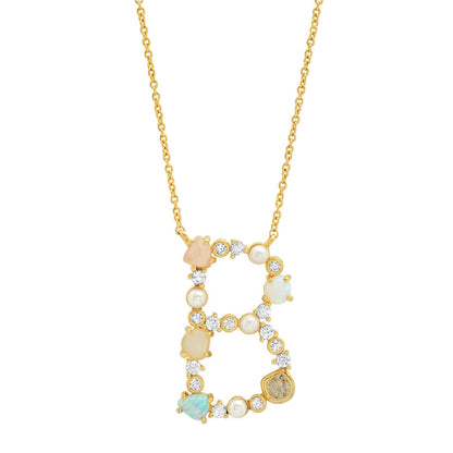 Opal & Pearl Initial Necklace