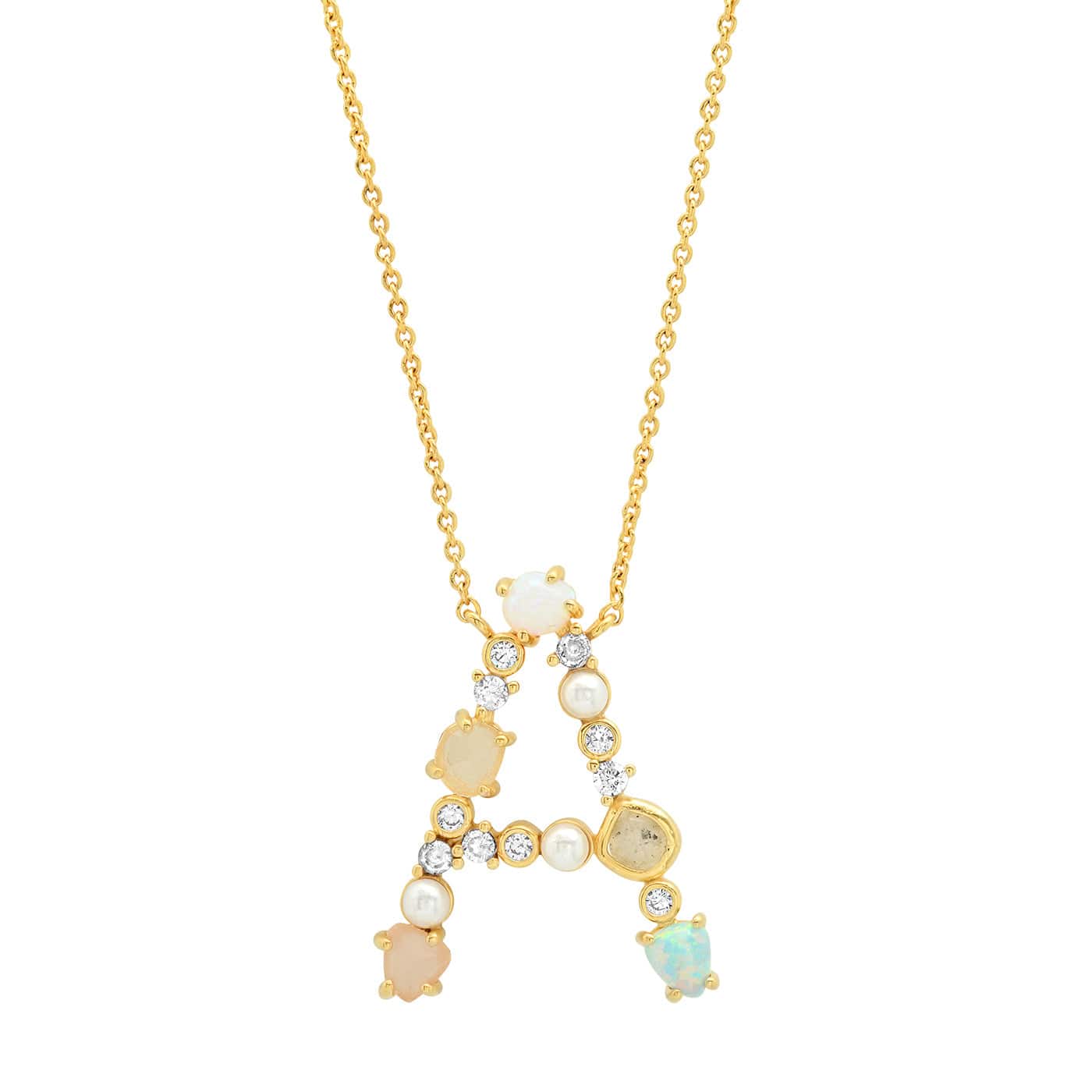 Opal & Pearl Initial Necklace