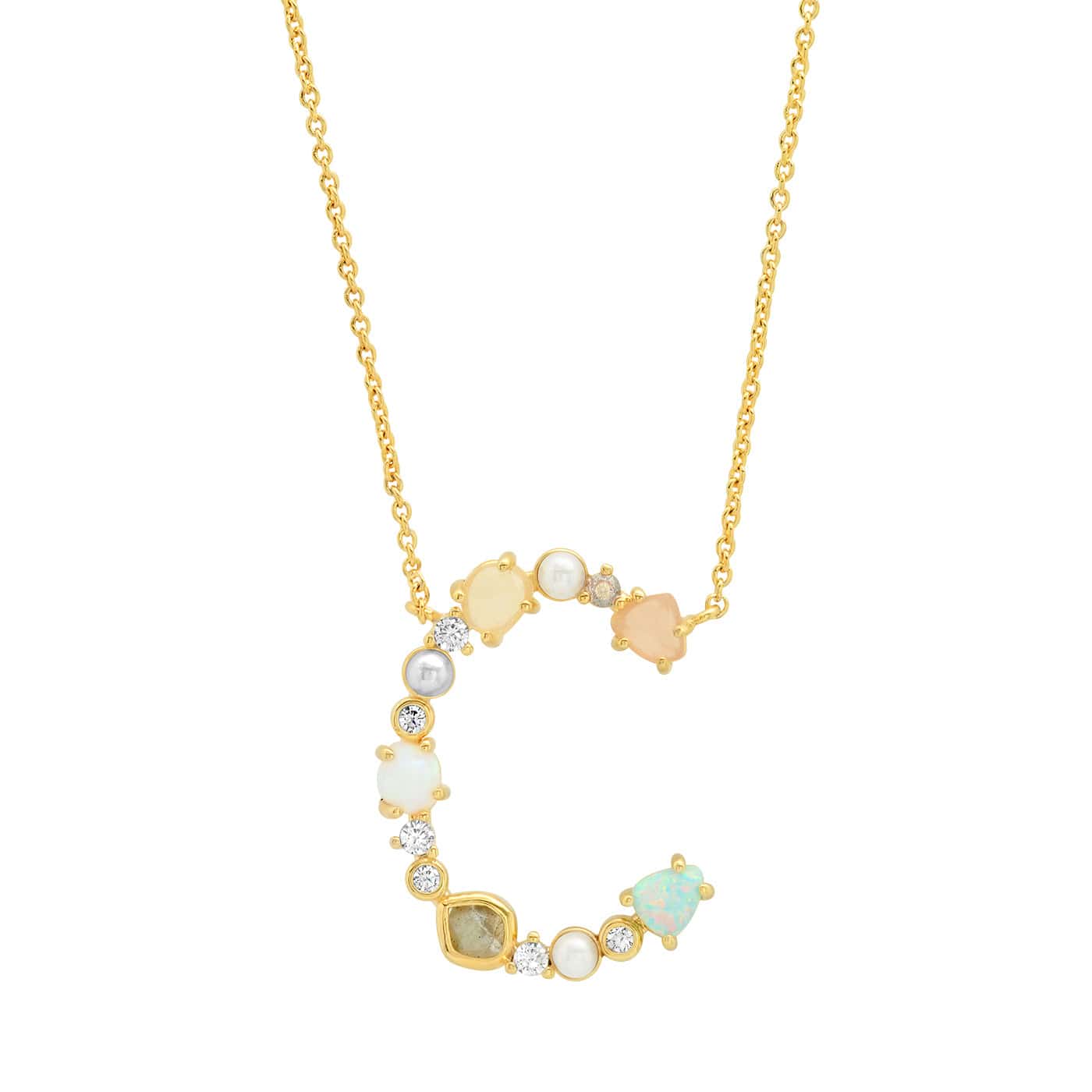 Opal & Pearl Initial Necklace