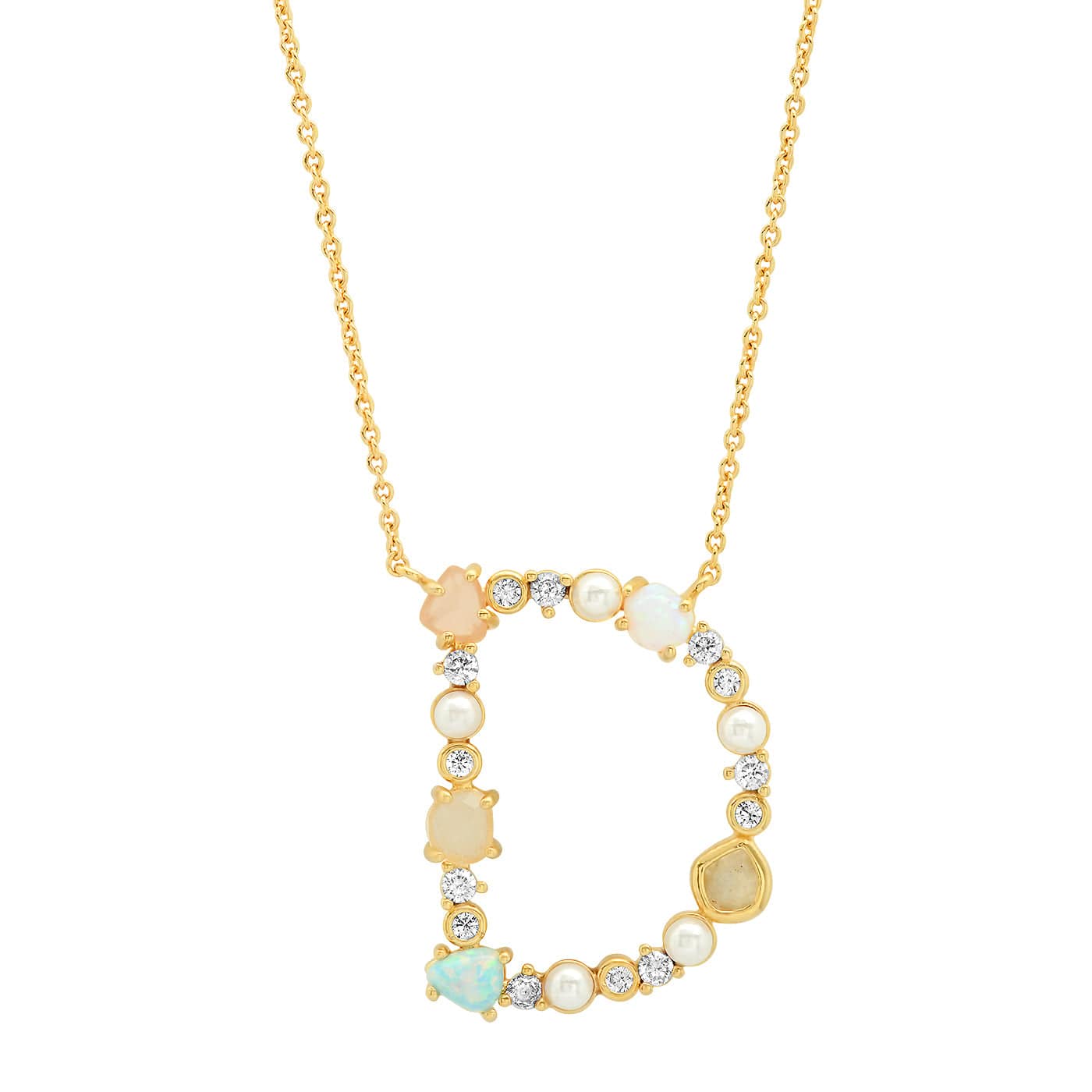 Opal & Pearl Initial Necklace