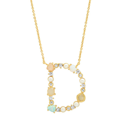 Opal & Pearl Initial Necklace