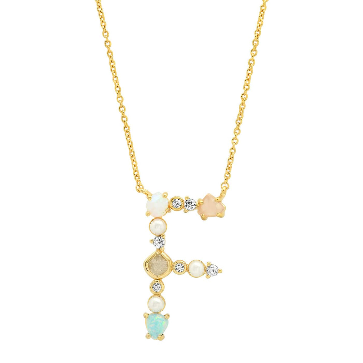 Opal & Pearl Initial Necklace