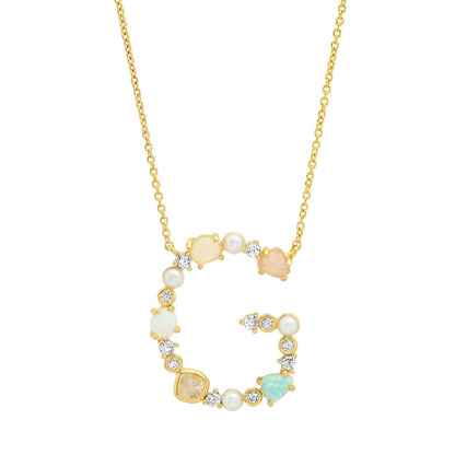 Opal & Pearl Initial Necklace