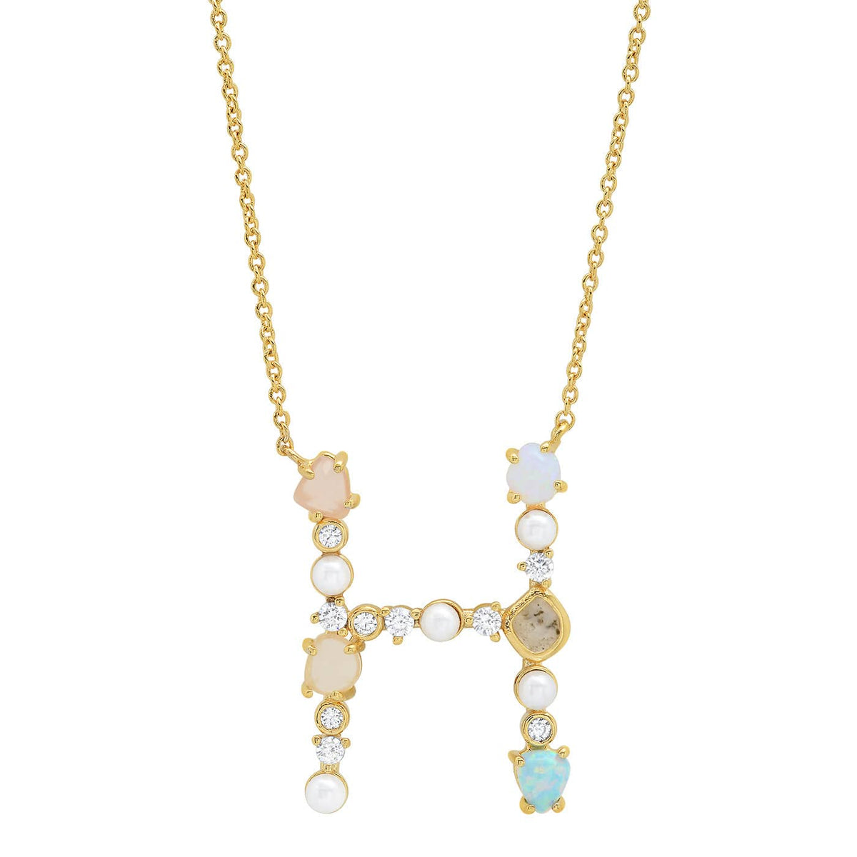 Opal & Pearl Initial Necklace