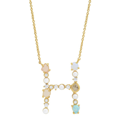 Opal & Pearl Initial Necklace