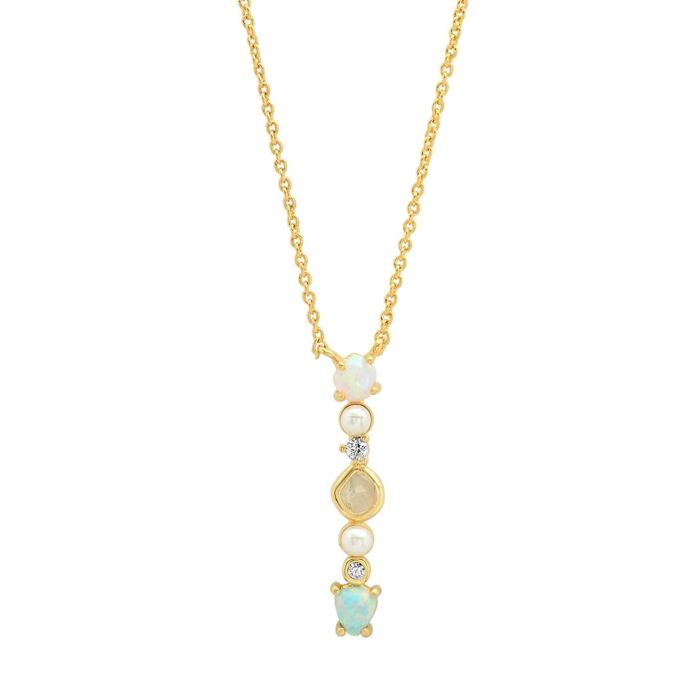 Opal & Pearl Initial Necklace