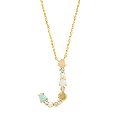Opal & Pearl Initial Necklace