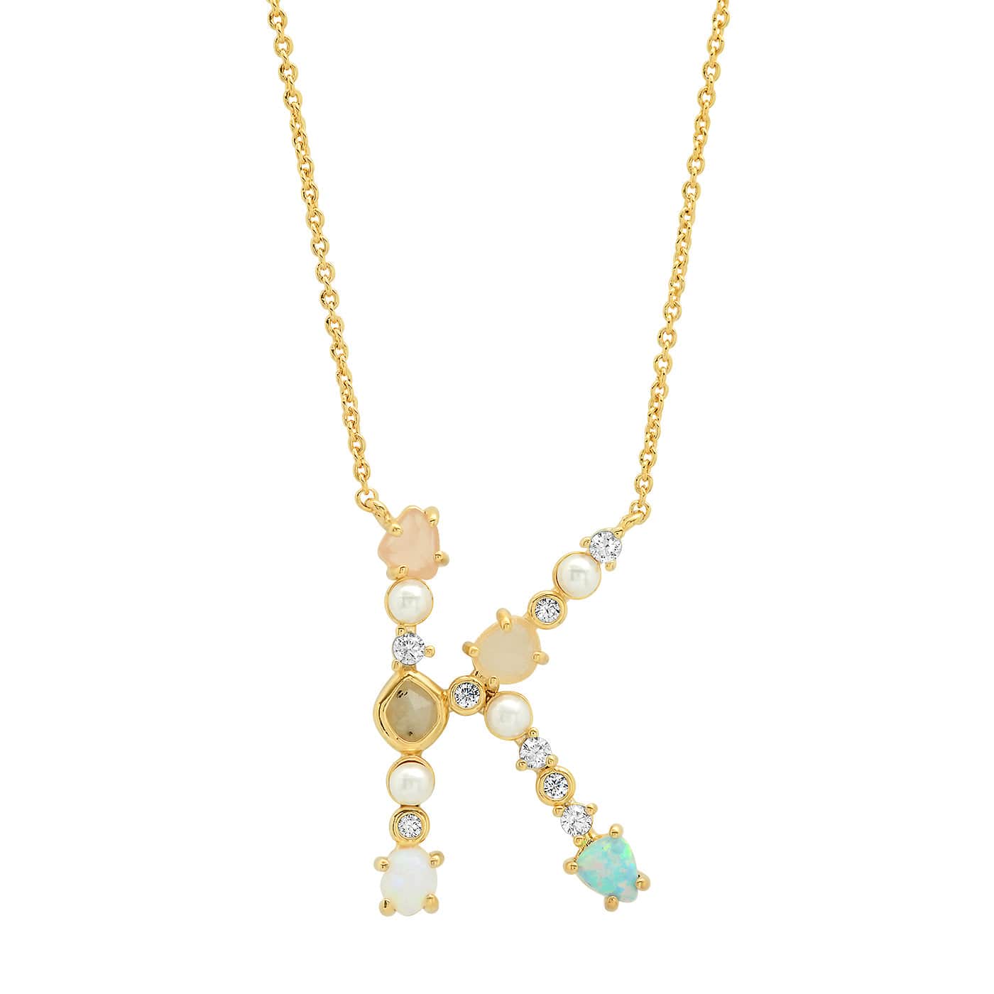 Opal & Pearl Initial Necklace
