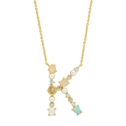 Opal & Pearl Initial Necklace