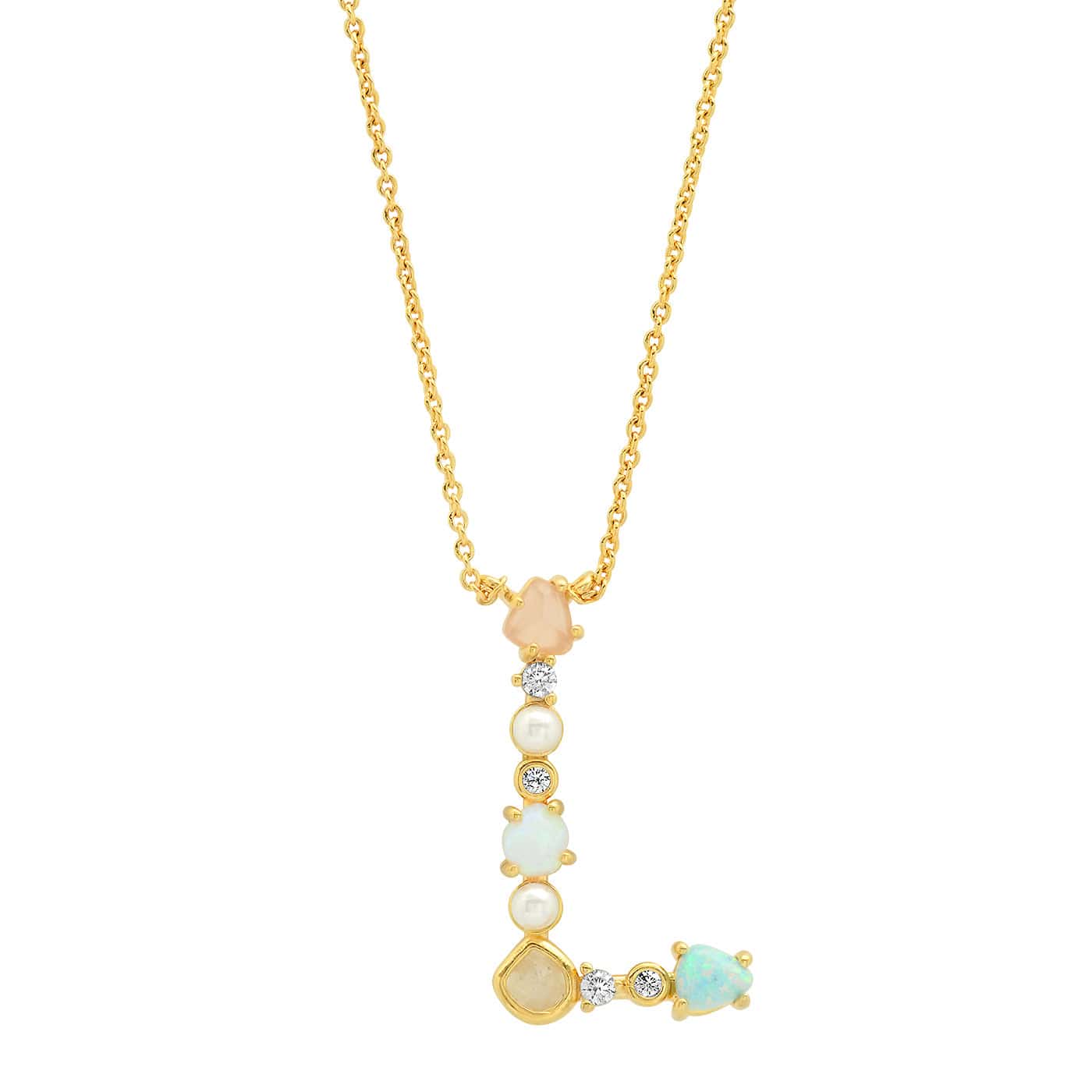 Opal & Pearl Initial Necklace