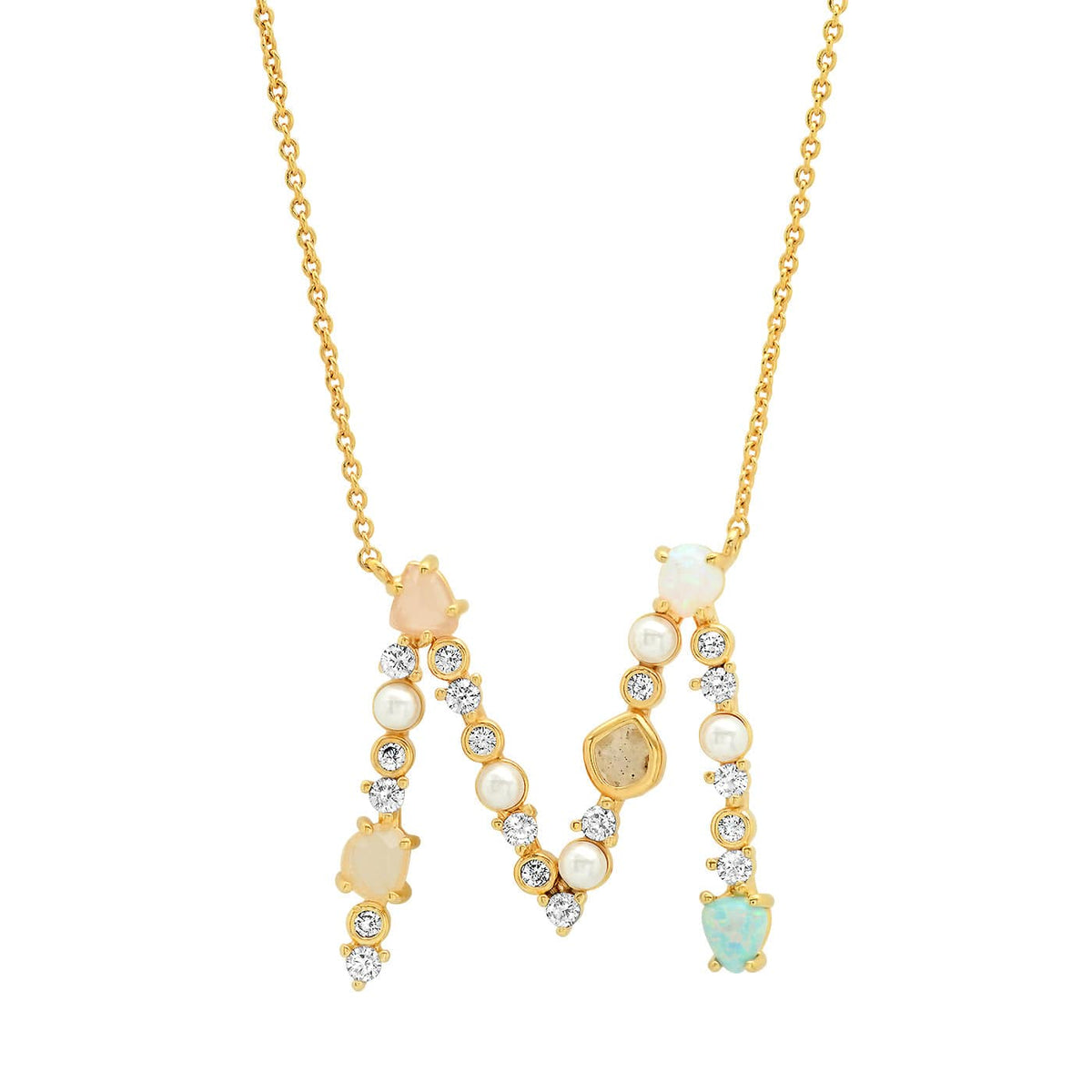 Opal & Pearl Initial Necklace