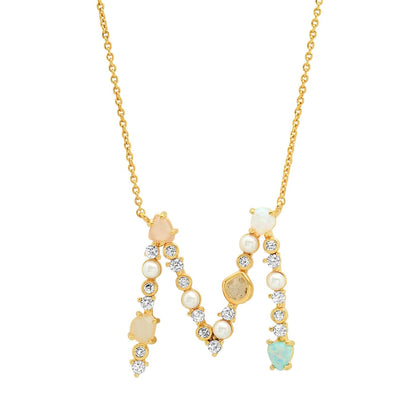 Opal & Pearl Initial Necklace